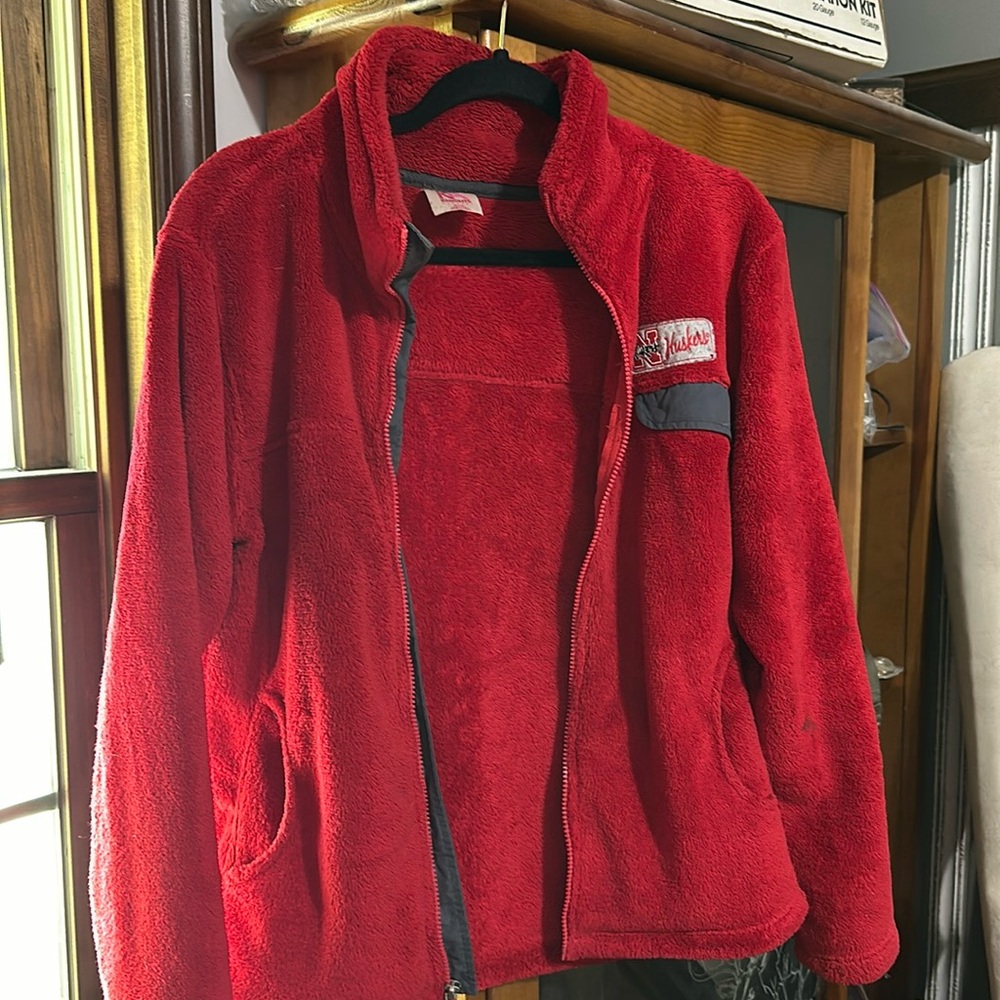 Sherpa jacket with Husker patch
